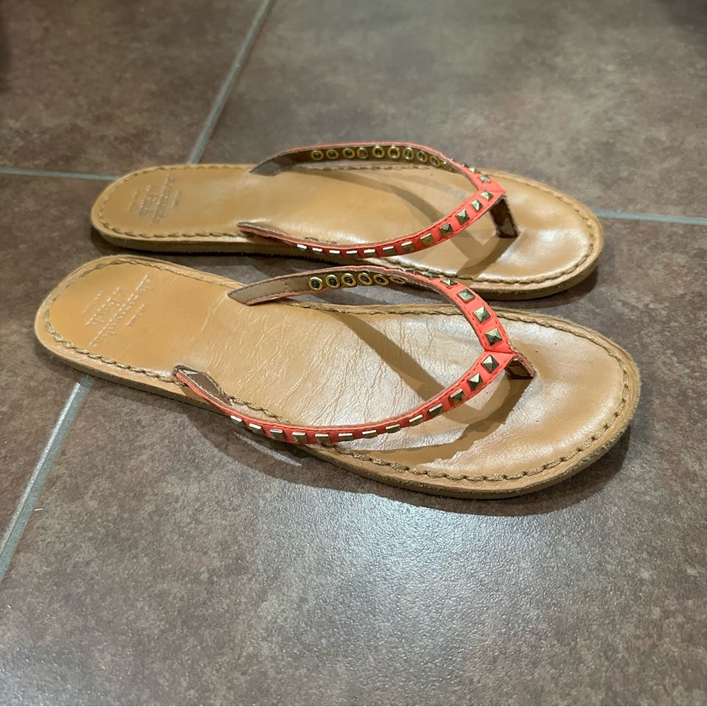 Abercrombie & Fitch Orange Leather Studded Sandals
